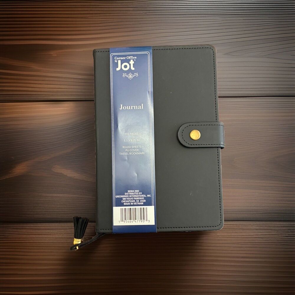 Corner Office By Jot Black Faux Leather Journal 192 Page Tassel Bookmark
